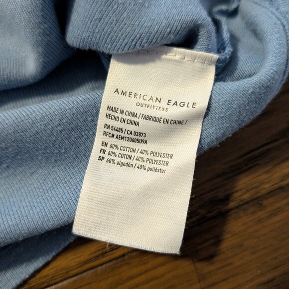 American Eagle Hey Baby Tee cropped T shirt blue size small - Picture 11 of 14